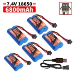 SM-4P Plug 7.4V 6800mah 18650 LI-ION Battery with for car model water bullet guns toys parts RC toys Boat Spare Parts 2S battery